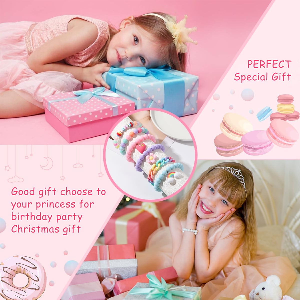 SANNIDHI 6pcs Beads Bracelet for Girls Women, Kids Acrylic Friendship Bracelet Set, Elastic Cute Rainbow Jewelry, Flower Heart Charms Beaded Bracelets Party Princess Dress Up Gifts SANNIDHI 6pcs Beads Bracelet for Girls Women, Kids Acrylic Friendship Bracelet Set, Elastic Cute Rainbow Jewelry, Flower Heart Charms Beaded Bracelets Party Princess Dress Up Gifts